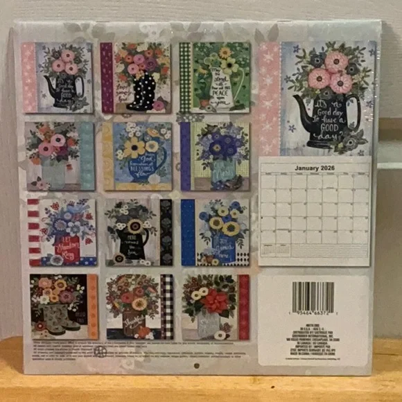 Floral Canvas Art with Pink and Orange Accents 2026 Calendar - Picture 3 of 8